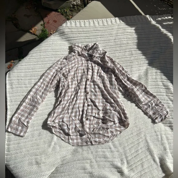 Hollister, NWOT White & Tan Flannel, Size S - Picture 1 of 4